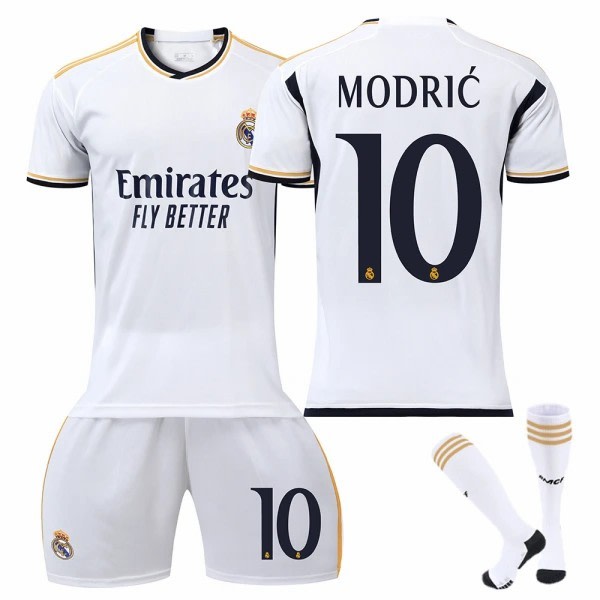 23-24 Modric 10 Real Madrid Paita Uusi Kausi Uusimmat Aikuiset Jalkapallopaidat Lapsille Kids 28(150-160cm)