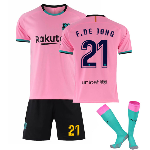 Barcelona trøje 20-21 hjemme og ude nr. 10 Messi kampuniform børns sports fodbolddragt mænd Barcelona pink number 21 socks 28