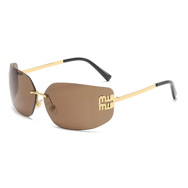 Y2K New Retro Fashion Firkantede Rammenløse UV400 Briller En-delt Gradient Elegant Sommer Utendørsreiser Kvinnelige Skygge Solbriller Grey 88498