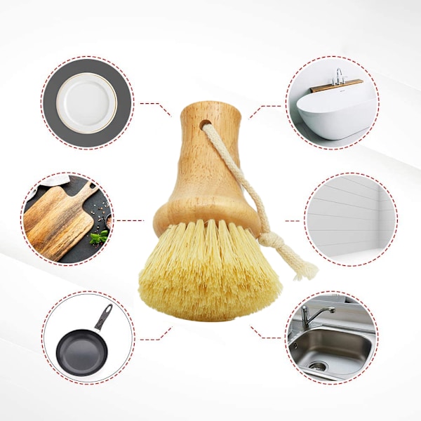 2 kpl astianpesua harjaa bambukahvalla, sisäänrakennettu kaavin Skillet Brush+Pan Brush