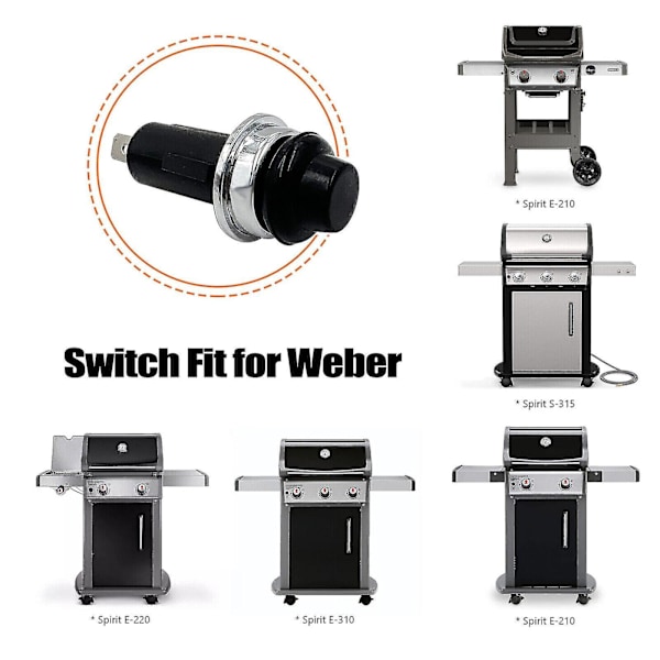 Weber Genesis Ii Elektronisk lighter trykknapp/bryter 7642/7643 Passer