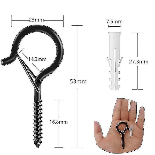 20 st Hängare, Skruvhakar för Utomhussträngljus, Säkerhetsspännesdesign, Lätt att Koppla Loss [DB] 40 pieces