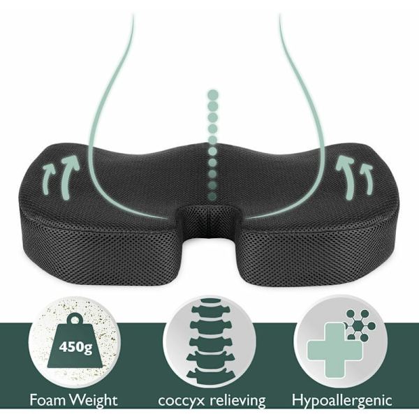 Ortopedisk kudde Memory foam Ergonomisk sittdyna kontor bil 45x35x7cm - Ortopedisk svanskudde