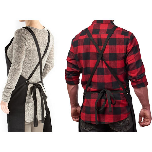 Canvasförkläde Multi-Pocket Snickare Elektriker Trädgårdscafé Bar Overall Heavy Duty Vaxad Canvas Arbetsförkläde - Svart