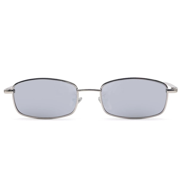 2024 Retro Små Solbriller Guld Metal Ramme Rektangel Tilpasset Logo PC Solbriller til Piger Mænd Kvinder lentes de sol UV400 Silver  Gray