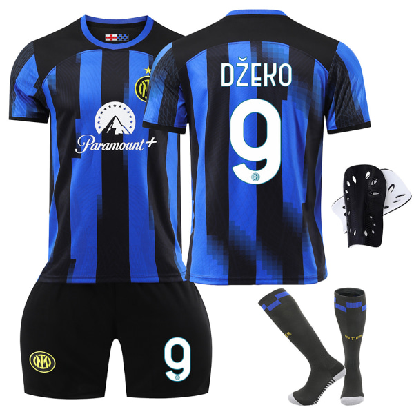 23-24 Inter Milan hemfotbollsuniform nr 10 Lautaro-dräkt 9 Zeko 90 Lukaku barnens tröjversion Size 9 socks + shin guards XL