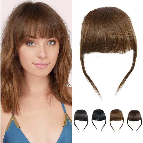 Ljusbrun tjock hårfringe äkta människohår bangs clip in bangs hårförlängningar obehandlade bangs
