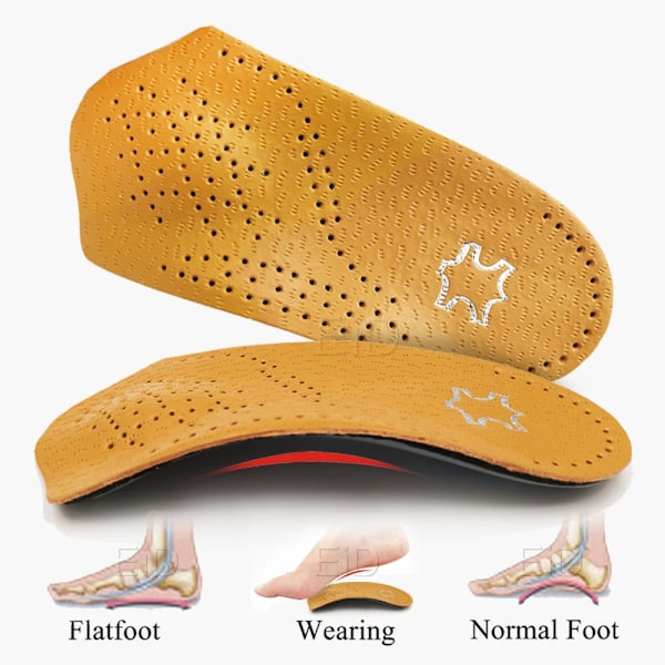 EiD Leather Orthopedic Insoles Orthotics Health Sole Pad for Flat Foot Heel Pain Arch Support Man Woman Shoe Insole Inserts