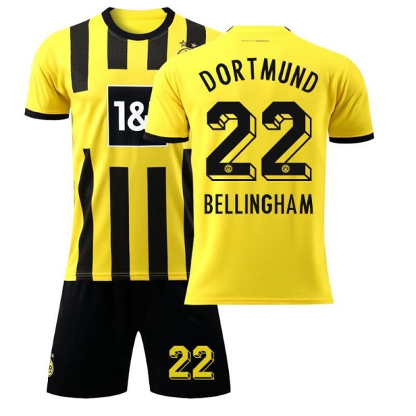 22-23 Dortmund hemmafotbollströja nr 9 Haaland 11 Reus 22 Bellingham tröja set med strumpor 2223 Dortmund home number 22 #XL