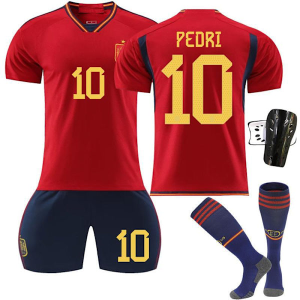 22-23 Spanien hjemme rød nr. 9 Gavi 7 Morata 10 Pedri 17 Fati VM fodboldsæt 2223 Spain home no number #XS