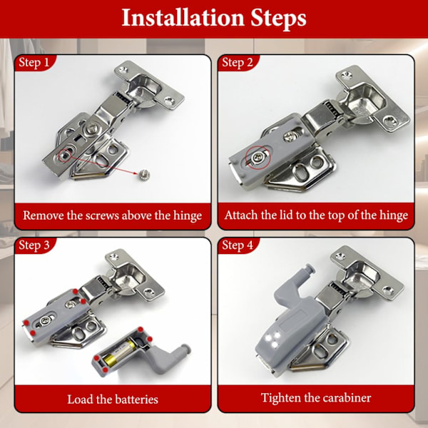 6/12 stk LED hengsel lys, 2024 Ny LED hengsel sensor lys, Universal LED skap hengsel sensor lys, Garderobe LED hengsel lys 12 pcs