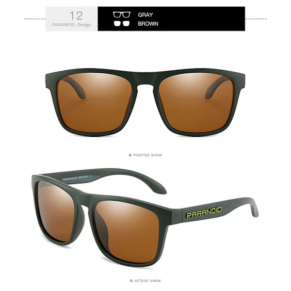 PARANOID P8818 Nye Fashion Square Polariseret Solbriller Sports Kørsel Solbriller Hot Selling Fiske Briller C12