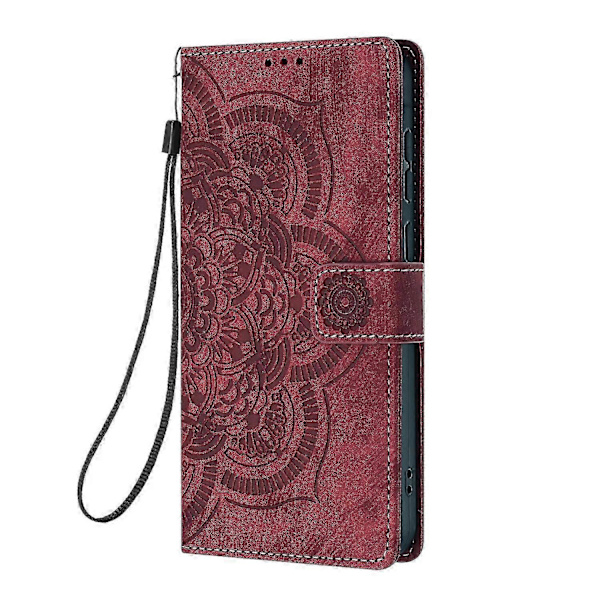 Himmeä nahkakotelo Mandala Emed Retro Phone R(FQ) -puhelimelle Red For Samsung Galaxy S25 Edge 5G