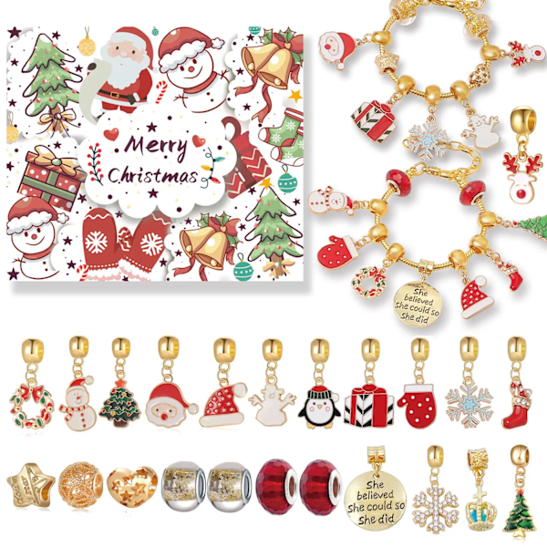 2023 Advent Calendar with 24 pcs Christmas Gifts for Girls Fashion Jewelry DIY Bracelet Necklace Countdown Calendar Kids New Year style 2