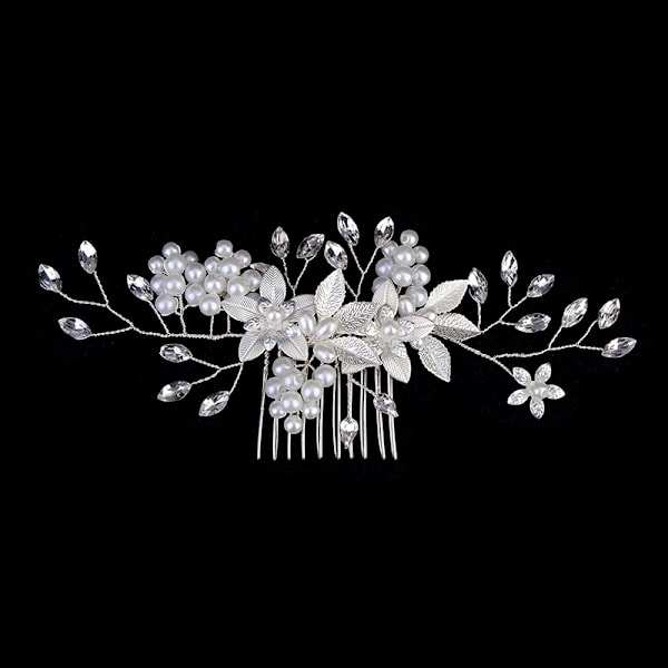 New Silver Alloy Hair Comb Handmade Beads Rhinestone Fashion Metal Headpiece Elegant Hair Jewelry Accessories For Women