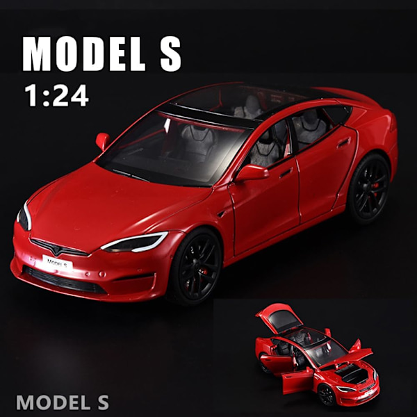 Modell S leketøybil 1/24 legering diecast modellbil, trekk tilbake modell S modellbil med lys og lyd, Tesla Big Model S bilmodell leketøy egnet hvit)