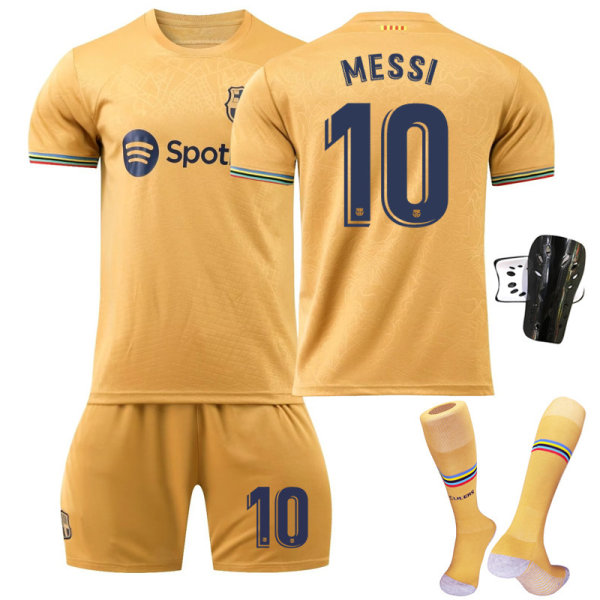 Fotballdrakt Barcelona 22-23 Messi nr. 10 nr. 9 Lewandowski 8 Pedri 17 Aubameyang drakt barnesett Size 8 w/ Socks & Gear Children's size 28