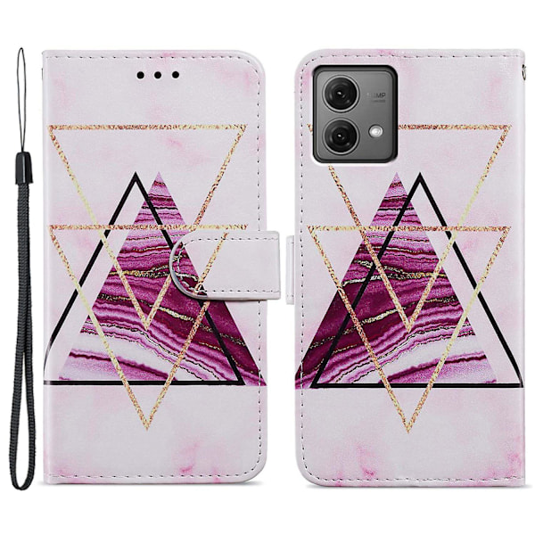 For Motorola Moto G84 5g Phone case Leather Pattern Print Stand Cover with Wrist Strap