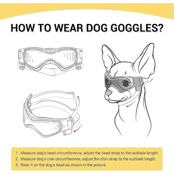 Hundglasögon för små raser, hundsolglasögon för små raser UV-skyddsglasögon för små hundar utomhusridning körning, svart