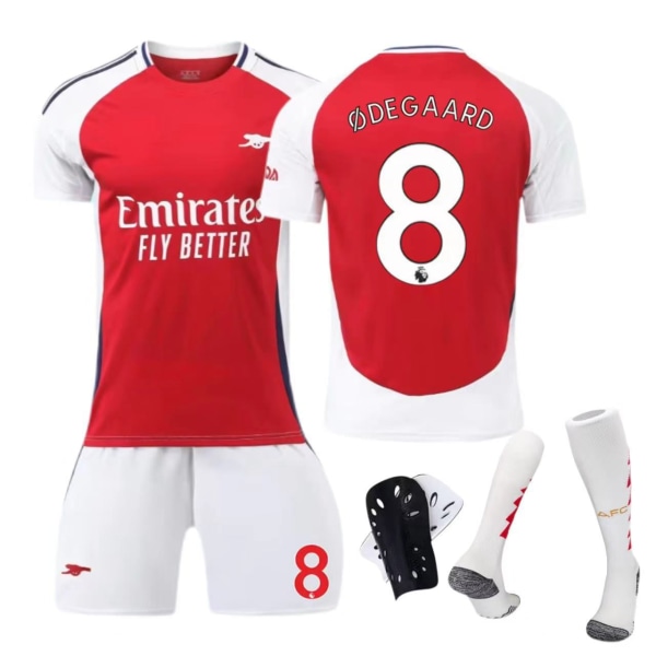 24-25 Nya Arsenal Hemmatröja 7 Saka 8 Odegaard Barn Vuxen Dräkt Fotbollströja No. 11 socks + protective gear 22