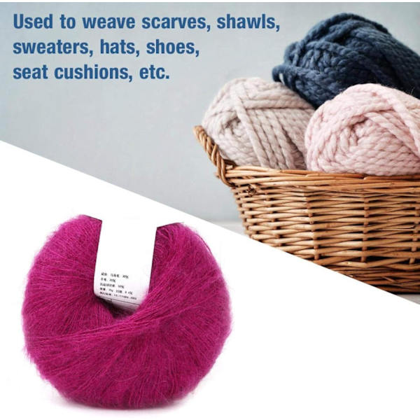 Stickad mjuk angora lång ullgarn varm med en virkad populär för DIY-vävning (mörkröd) deep red