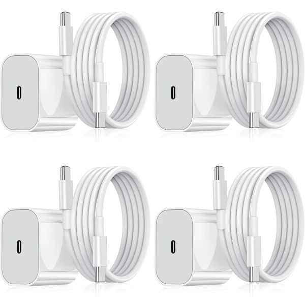 Oplader til Samsung - Hurtig oplader 20W USB-C - Adapter+Kabel 2m Hvid one size 4-Pack Samsung
