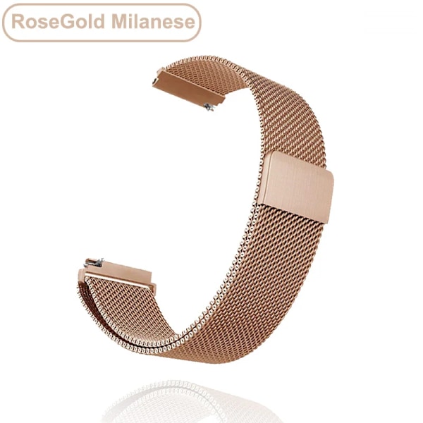 Nye 18 mm 20 mm 22 mm remme til Garmin Venu 2S armbånd Vivoactive 3 4S 4 Forerunner 245 645 Galaxy Watch 4 Classic 42 46 mm Rose Gold Metal Rose Gold Metal 20mm