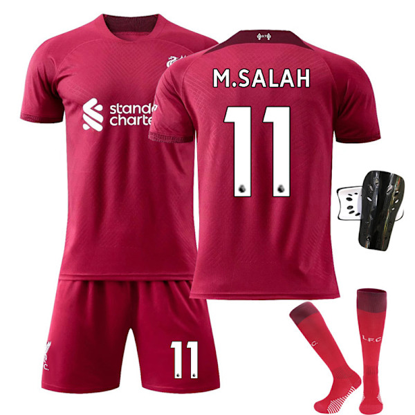 Liverpoolin kotipaita kaudelle 22-23, nro 11 Salah, nro 10 Mane, jalkapalloasu nro 4 Van Dijk No. 11 with socks + protective gear XXL