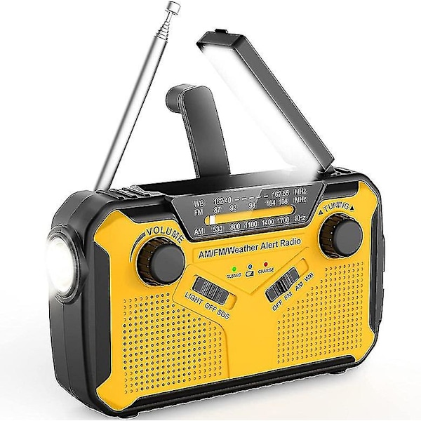 Solcellsradio, AM/FM bärbar vevradio nödradio med 4000mAh