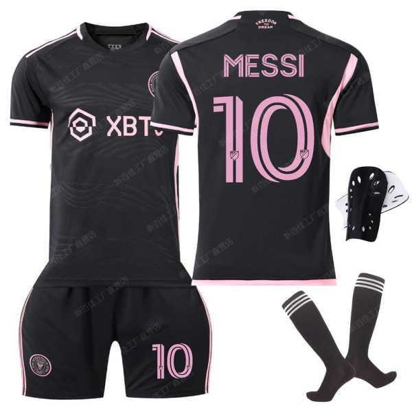 23-24 Miami Jersey No. 10 Messi Major League Soccer Jersey Koti Vieras Musta Vaaleanpunainen Puku Sukilla No number strap black socks 16 yards