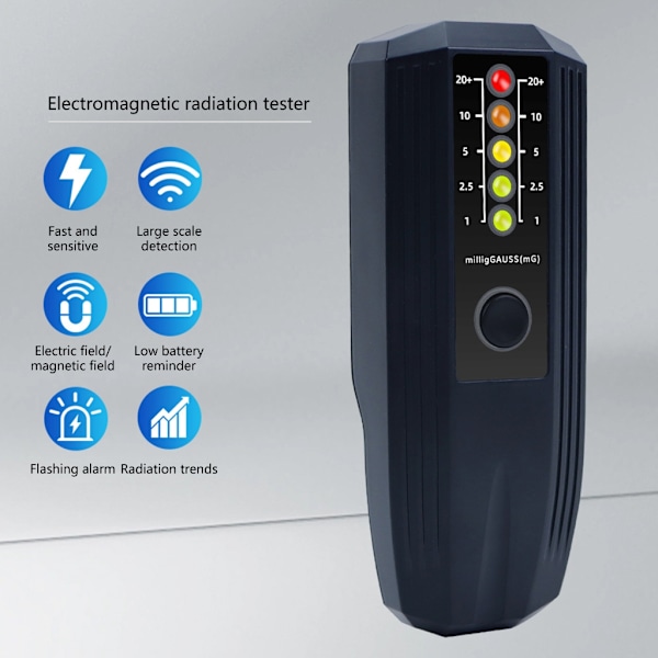 Gauss-mätare Elektromagnetisk strålningsdetektor Hög noggrannhet EMF-mätare Bärbar Lätt strålningsmonitor Testare