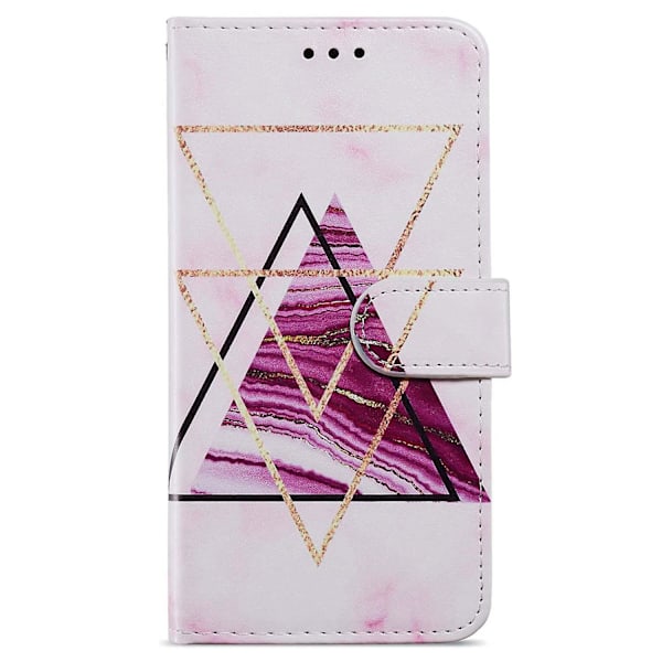 Motorola Moto G84 5g -puhelinkotelo, nahkakuvioitu painettu telinekansi rannehihnalla Tri color Marble