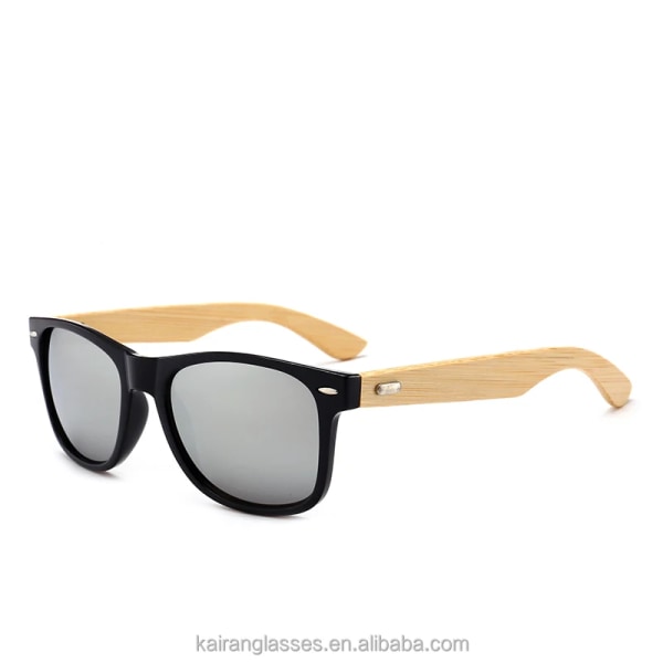 Classicbrand logotyp 2140M  Solglasögon i bambu med tempel  Unisex Vintage solglasögon i bambu C2 Black/clear