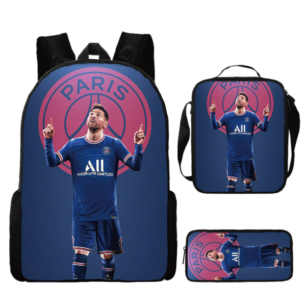 3-osainen Messi ja Ronaldo reppusetti, opiskelijan jalkapalloreppu, 3D-tulostettu reppu style 3