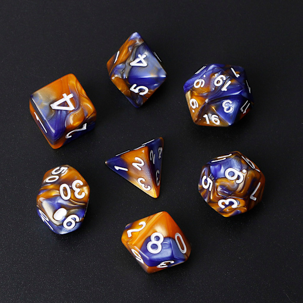 7 kpl/setti Akryyliset Monitahoiset Noppaa TRPG Lautapeleille D4-D20 1 0.04