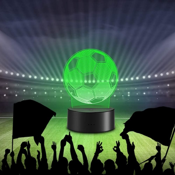 Fotboll 3D LED nattlampa för flicka, 3D optisk illusion L