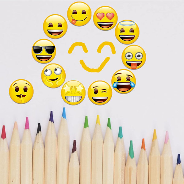 12 kpl Emoji-jääkaappimagneettia kaappeihin, valkotauluun, koristemagneetteja - söpöjä ja hauskoja magneetteja kouluun, kotiin, keittiöön, toimistoon, lahjoja ystäville