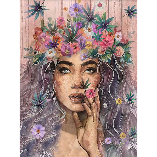 (30x40cm) 5D Diamant DIY Maleri Sæt Pige, Farverige Blomster