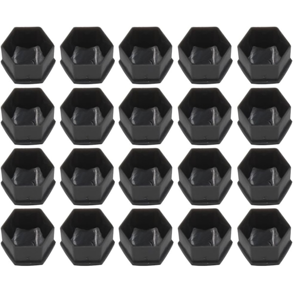 20 st 21 mm hjulmutterskydd, hjulbultmutterskydd, hexagonala däckmutterskydd (svart) Svart Black 21mm