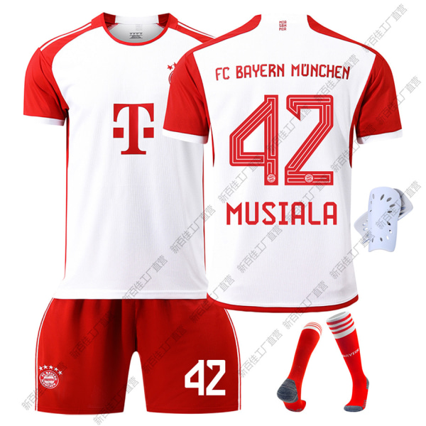 23-24 Bayern koti jalkapalloasu nro 10 Sane 25 Muller 7 Gnabry 42 Musiala paita setti No. 9 + Socks Protector 20 yards