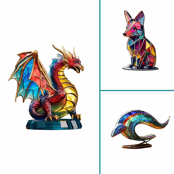 Ny Dragon Håndlavet Metal Figurer Kunst Dyrefigur Krystal Reptil Hjem Indretning Have Ornamenter