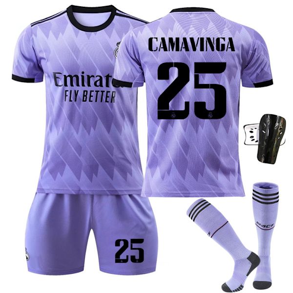 22-23 Real Madrid vieraspaita violetti nro 9 Benzema 14. kerran muistopainos 20 Vinicius 10 Modric No. 25 with socks + protective gear #2XL