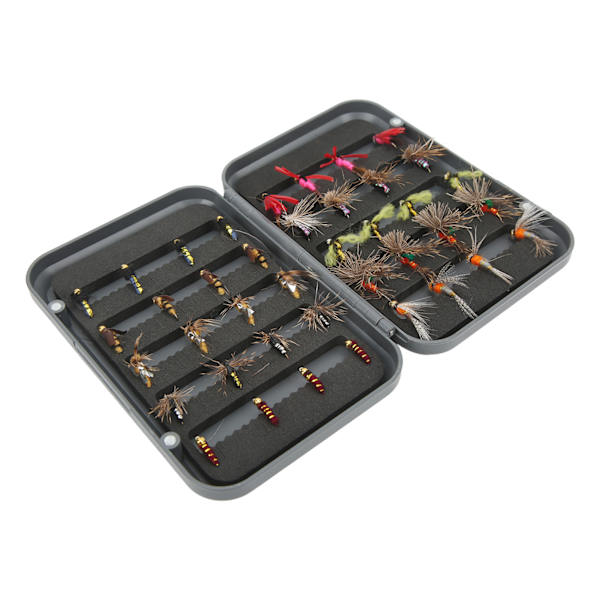 40 st Fiskebeten Fiskefluga Bete Assortment Set Kit med Vattentät Låda för Sjö Flod