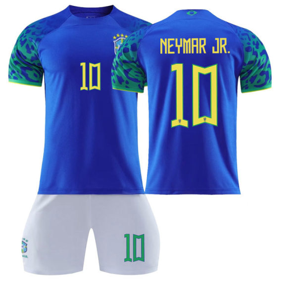22-23 Brasilien borta blå nr 20 Vinicius 10 Neymar 18 Jesus tröja set fotbollsuniform 2223 Brazil away number 10 #24