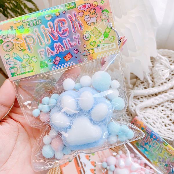 Kawaii Squishy Cat Paw Toys - Stress Relieving Sensory Gifts for Kids and Teens blue blue cat claws