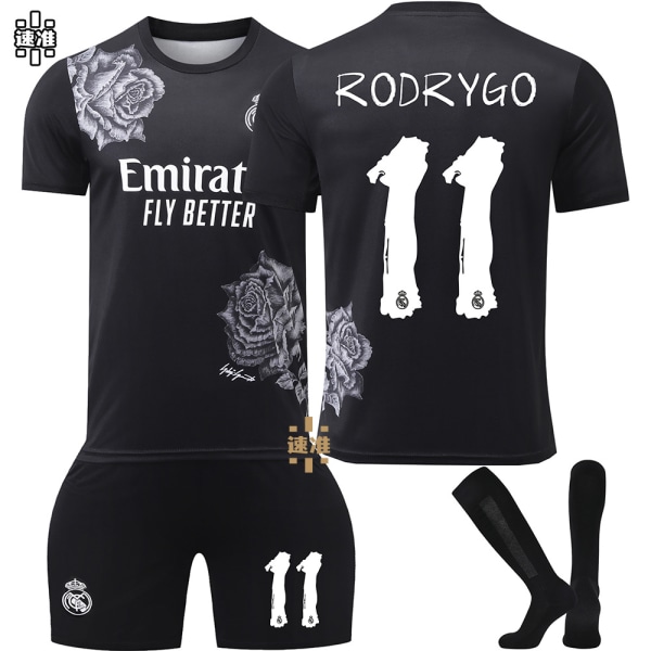 24-25 Real Madrid Y3 fælles fodbolduniform nr. 7 C Ronaldo Vinicius 5 Bellingham 10 Mbappe trøjesæt Size 11 socks 26 yards