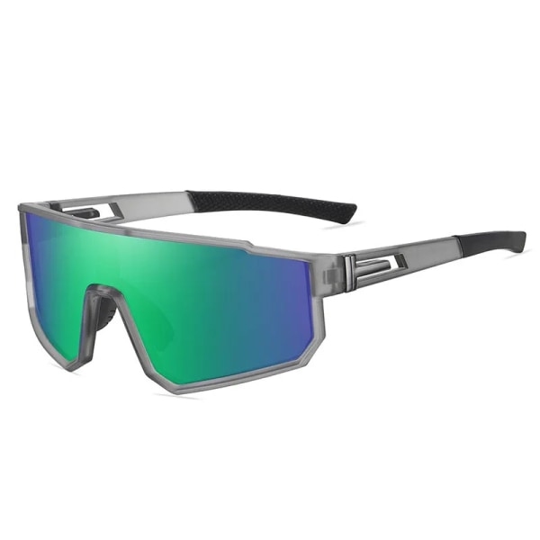 Uudet miesten ja naisten ulkoilun ylisuuret juoksu- ja pyöräilylasit tukkumyynti polarisoidut urheiluaurinkolasit C8 Gray Frame, Blue-Green