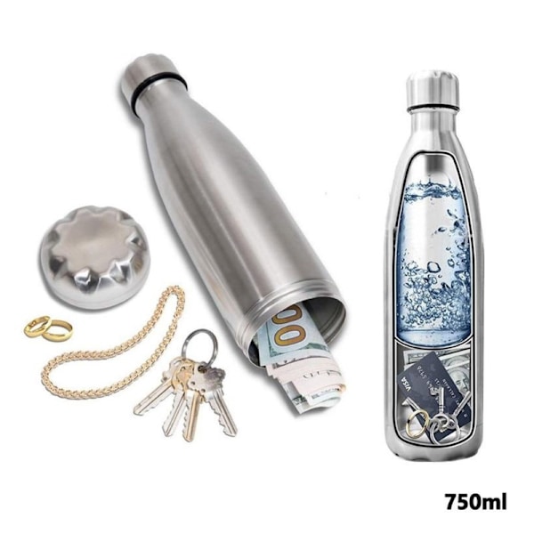 Safe water bottle with hidden compartment - Stainless steel