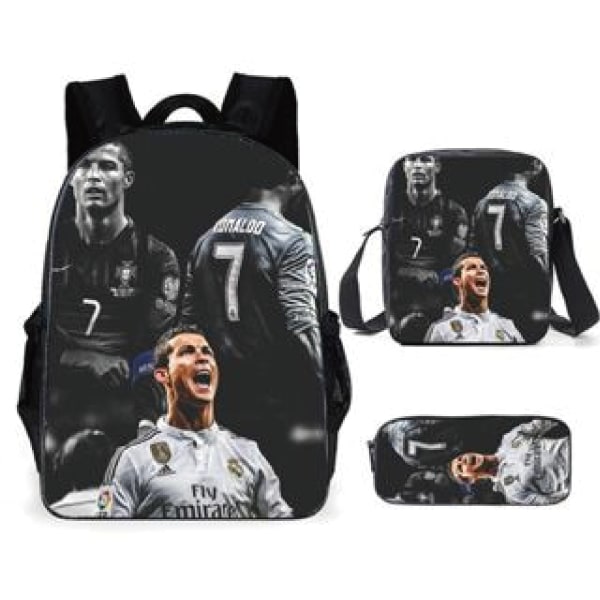 3-osainen Messi ja Ronaldo reppusetti, opiskelijan jalkapalloreppu, 3D-tulostettu reppu style 9