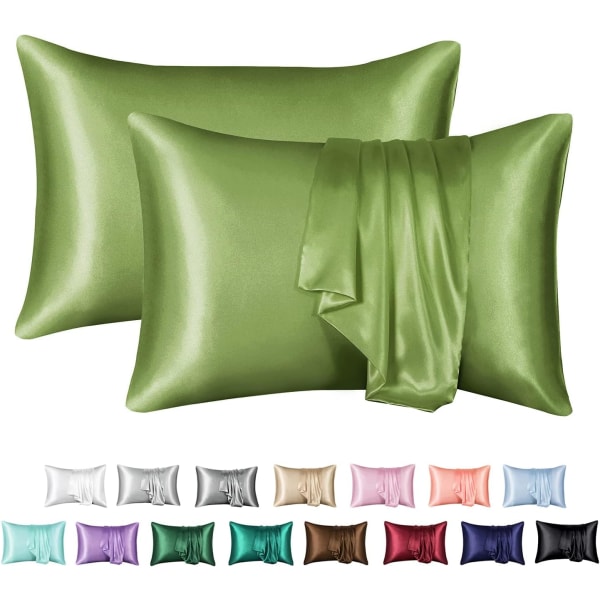 Silk Satin Pillowcase 2-pack (ei täytettä) Sage Sage 50X66cm